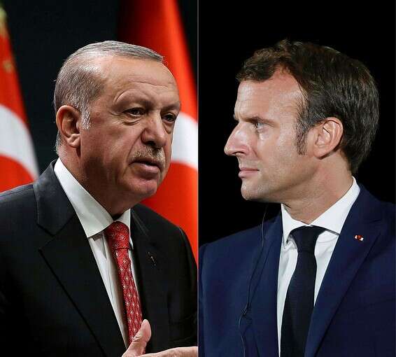 הנשיא הטורקי ארדואן והנשיא הצרפתי מקרון // צילום: איי.אף.פי.