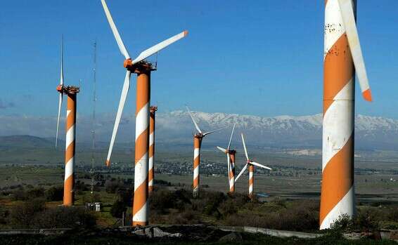 טורבינות רוח בצפון רמת הגולן // צילום: סוכנות ג'יני