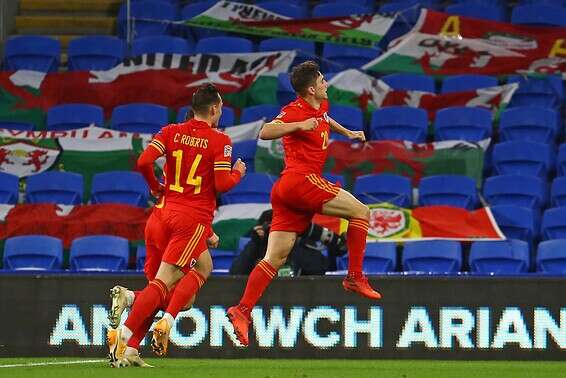 גם דניאל ג'יימס ונבחרת ווילס חוגגים // צילום: AFP