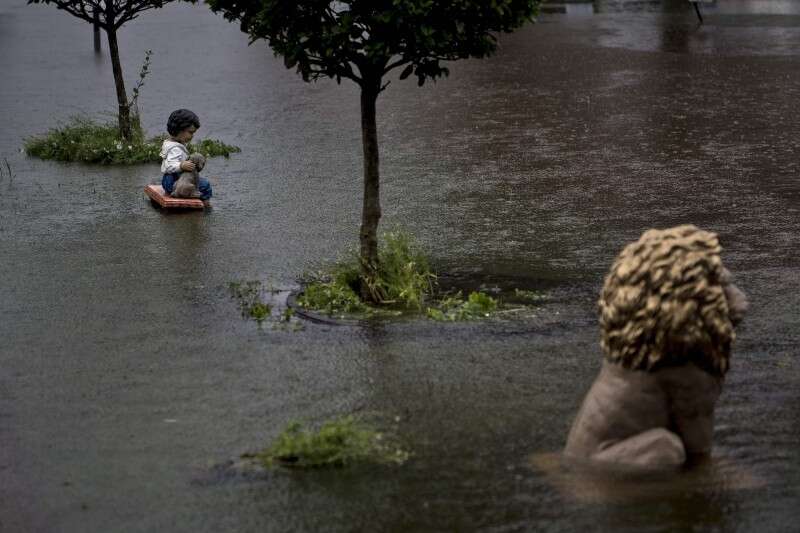 רחוב מוצף בעיר יוסטון // צילום: איי.אף.פי