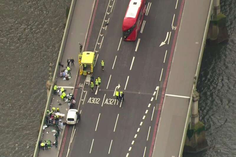 זירת הפיגוע על גשר ווסטמיניסטר // צילום: איי.אף.פי