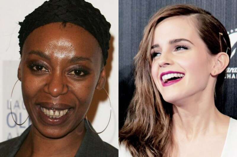 הרמיוני הישנה בגילומה של אמה ווטסון (מימין) מול הרמיוני החדשה בגילומה של ונומה דומנזווני // צילום: טוויטר