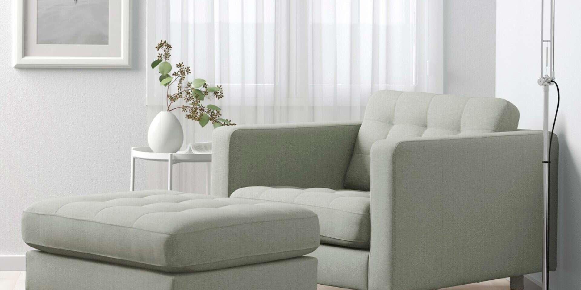כורסה ריבועית והדום, בגוון מרווה, איקאה, inter ikea system  (הפריטים נמכרים בנפרד) , 1,590 שקלים