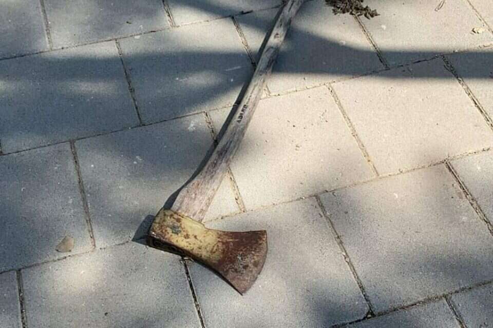 הגרזן עימו נעצר החשוד // צילום: דוברות המשטרה , 