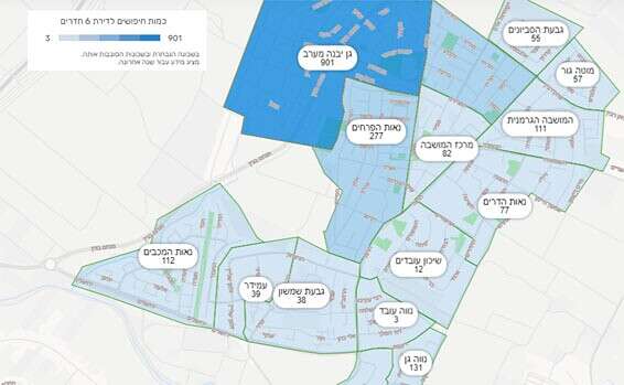 חיפוש דירות 6 חדרים בשכונות העיר בשנה האחרונה // צילום: מערכת yzer