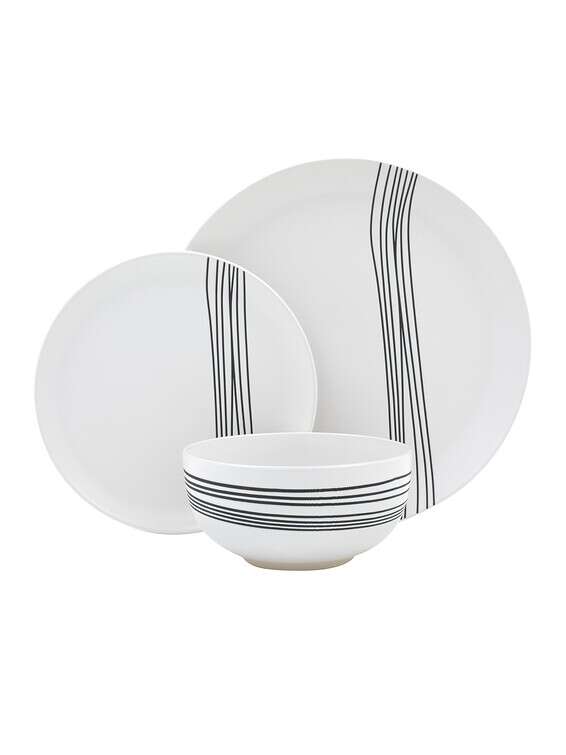 כלי קרמיקה לבנים מעוטרים פסים שחורים מעודנים, FOX HOME //צילום: טל טרי