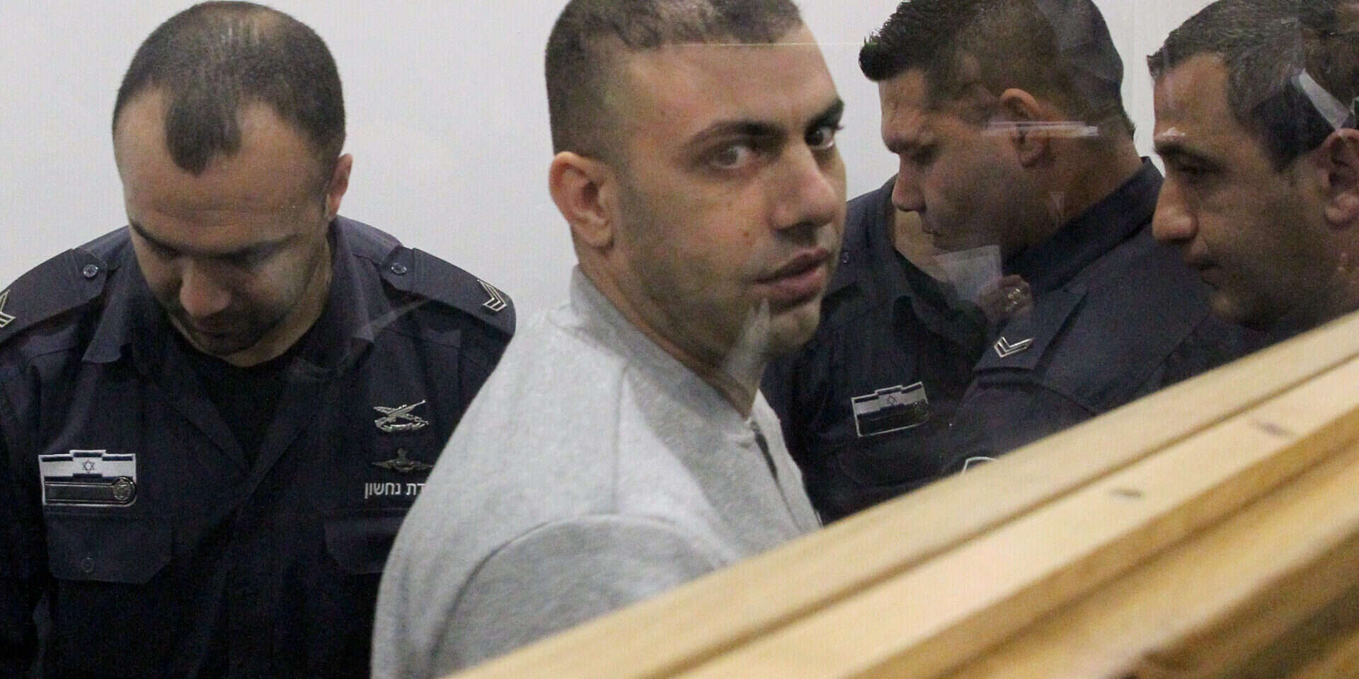 ראש ארגון הפשיעה עודה כטייר (באפור) בבית המשפט, ב-2018 , קוקו