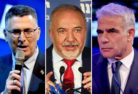 לא לוקחים אחריות. יאיר לפיד, אביגדור ליברמן וגדעון סער // צילומים: גדעון מרקוביץ', יוסי אלוני, יוסי זליגר, פלאש 90