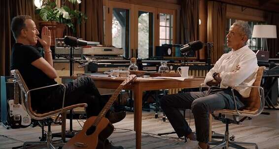 קשה למצוא שיחה מרתקת מדי. ברוס ספרינגסטין, ברק אובמה // צילום: מתוך יוטיוב