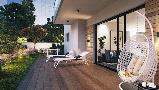 הדמיית דירת גן בפרויקט יהודה המכבי // הדמיה: 3Dvision