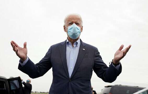 המועמד הדמוקרטי לנשיאות, ג'ו ביידן, במדינת דלאוור, אתמול // צילום: רויטרס