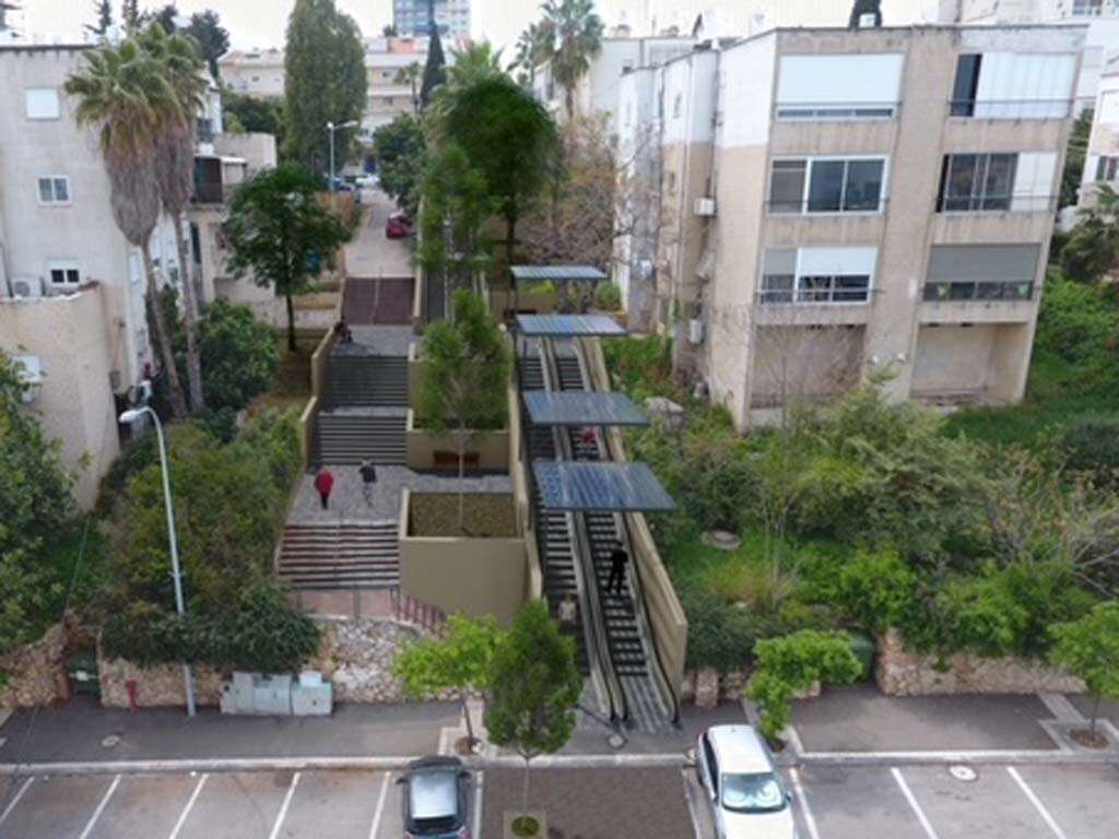 צילום: הדמיה: משרד ינון - תכנון, ייעוץ ומחקר // דרגנועים מקשרים בין הרחובות ,