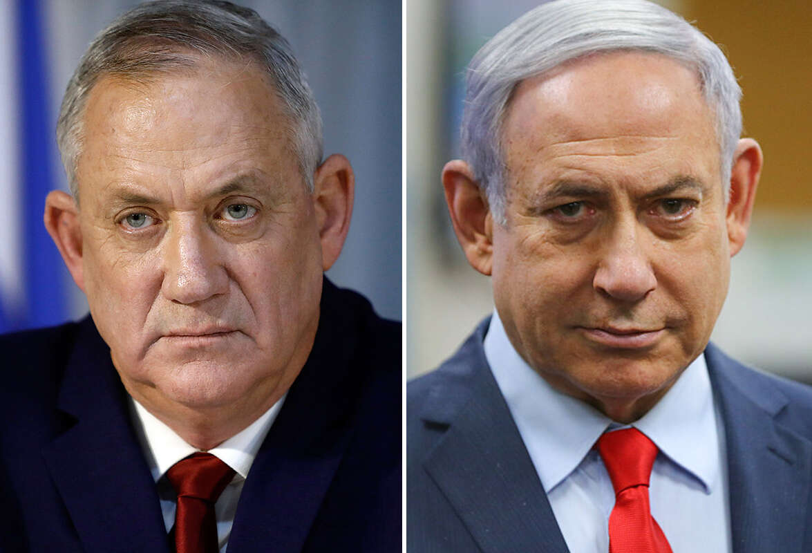 בנימין נתניהו, בני גנץ // צילום: גדעון מרקוביץ', לירון מולדובן // המתיחות נמשכת. בנימין נתניהו, בני גנץ ,