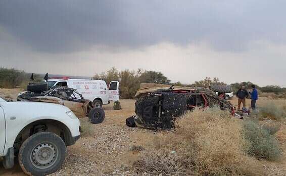 זירת התאונה בחצבה, אתמול // צילום: יחידת חילוץ ערבה תיכונה