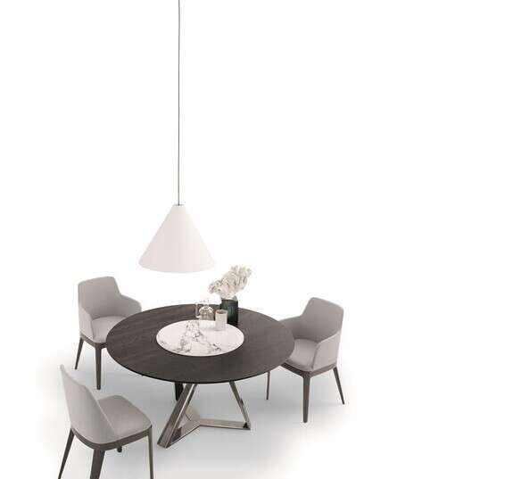 שולחן עגול משלב עץ ומתכת, אליתה ליוינג // צילום: יח"צ חו"ל