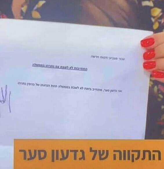 המסמך החתום של סער // צילום מסך