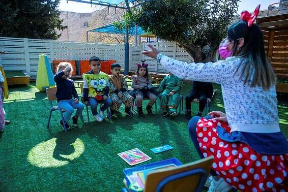 ילדי גן בירושלים בחגיגות פורים, בירושלים, ביום שני // צילום: אורן בן חקון