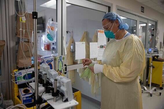 מחלקת קורונה בבית חולים באוהיו // צילום: אי.אפ.פי