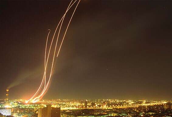 שיגור טילי פטריוט מתל אביב לעבר הסקאדים מעיראק // צילום: GettyImages
