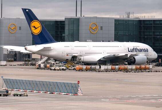 איירבאס 380 של לופטהנזה בפרנקפורט. החברה נפרדה מהמטוס הכבד // צילום: GettyImages