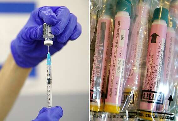 מזרק האטרופין ומזרק עם החיסון לקורונה // צילום: לירון מולדובן, Getty Images