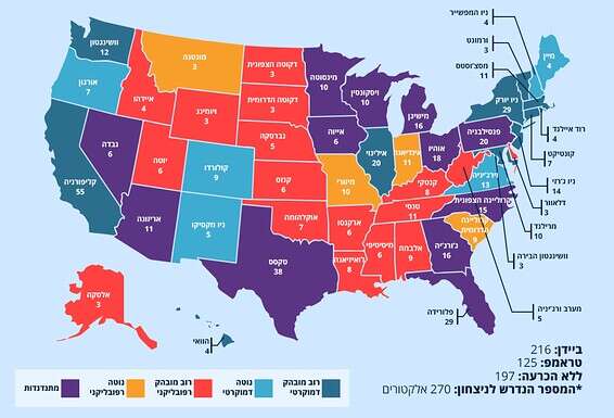מפת המדינות לפי אלקטורים