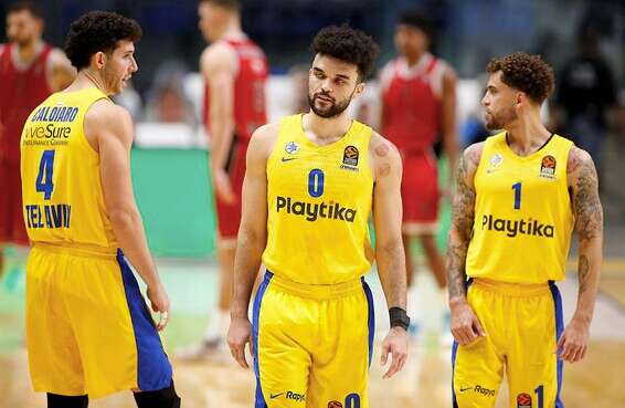 שחקני מכבי בהלם, הערב בהיכל // צילום: אלן שיבר