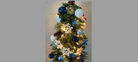 על עץ היולקה של אשלי זלטופולסקי תלויים קישוטי מגן דוד וגם הארי פוטר // צילום: באדיבות זלטופולסקי