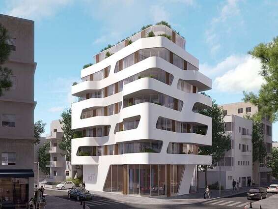 הדמיית פרויקט אידלסון 7. פרשנות באוהאוס מודרניסטית // צילום: Ewave Nadlan