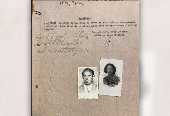 מסמך רשמי של הקונסוליה הפולנית באיסטנבול, המאשר "נצרות" לבני זוג יהודים