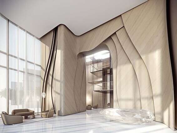 שיא היוקרה. לובי מגדל בראשית של מוטי כוזהינוף // צילום: באדיבות יסקי מור סיוון