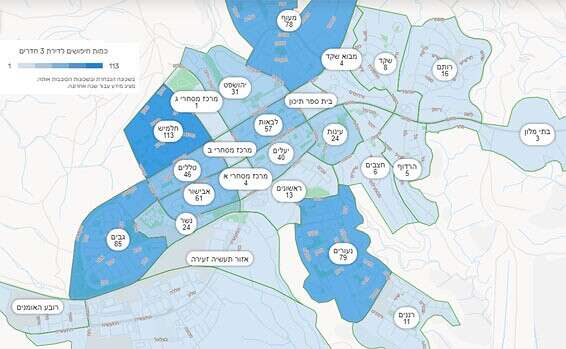 חיפוש דירות 3 חדרים בשכונות העיר בשנה האחרונה // צילום: מערכת yzer