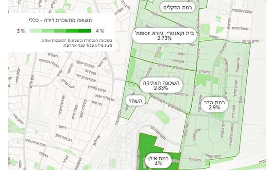 תשואה מהשכרה בשכונות השונות // צילום: מערכת yzer