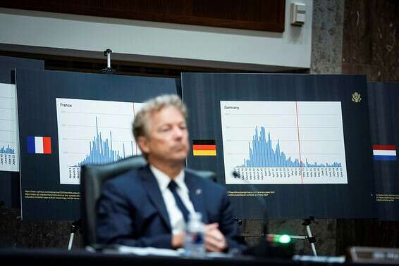 הסנאטור הרפובליקני ראנד פול בדיון בסנאט על פתיחת בתי הספר // צילום: רויטרס