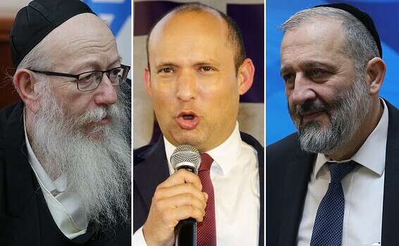 דרעי, בנט וליצמן // צילום: יהודה פרץ, אלכס קולומוסקי ,