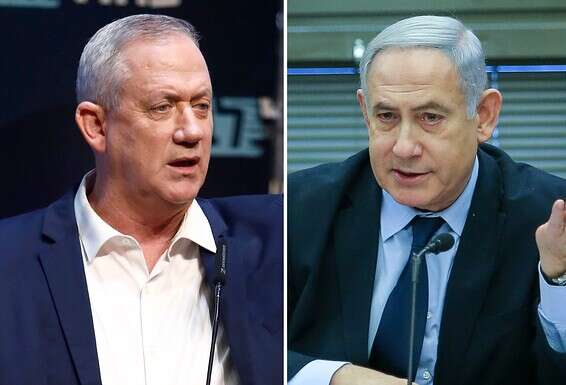 נתניהו וגנץ // צילום ארכיון: גדעון מרקוביץ', אורן בן חקון