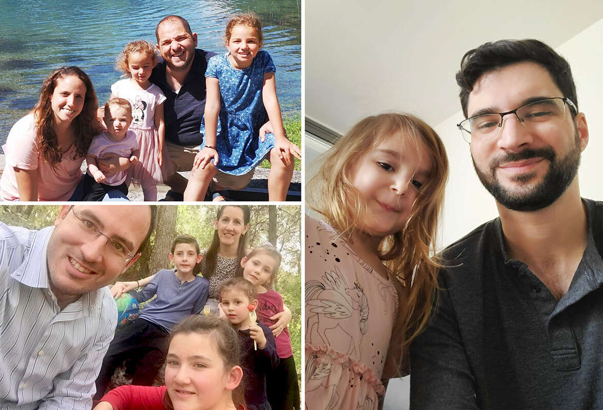 צילום: חיים פרידמן, באדיבות המצולמים // עם כיוון השעון, משמאל למטה: משפחות שוורץ, כהן ואסולין ,