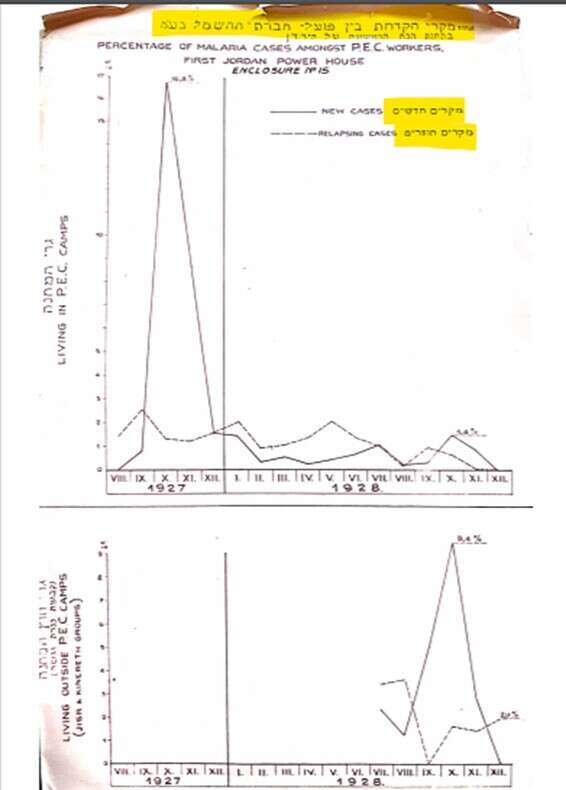 הדבקה אקספוננציאלית? גרף משנת 1926 המתאר את המעקב שביצעה חברת החשמל למניעת הדבקה בקרב עובדיה // מתוך ארכיון חברת החשמל 
