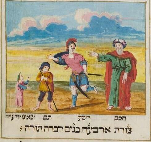 פרט מתוך הגדה של פסח, העתיק נתן בן שמשון ממזריץ', שנת 1730 // מתוך אוסף ברגינסקי לכתבי יד עבריים, ציריך, שוויץ