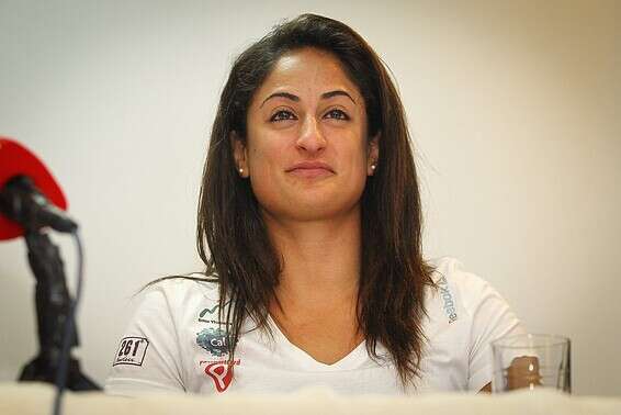 במסיבת העיתונאים בה הודיעה על פרישה. "ההתרגשות חסרה לי" // צילום: עמי שומן 