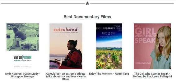 הסרטים הזוכים בקטגוריית הסרטים הדוקומנטריים // צילום מסך