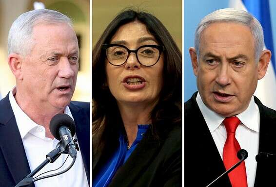 נתניהו, רגב וגנץ // צילומים: עודד קרני, אלכס קולומויסקי ויונתן זינדל