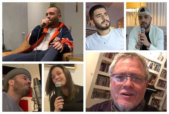 "לנסות להוציא מזה את החיוך המרבי". בכיוון השעון: עומר אדם, עדן חסון, איתי לוי, שלמה ארצי, עדן בן זקן ונתן גושן