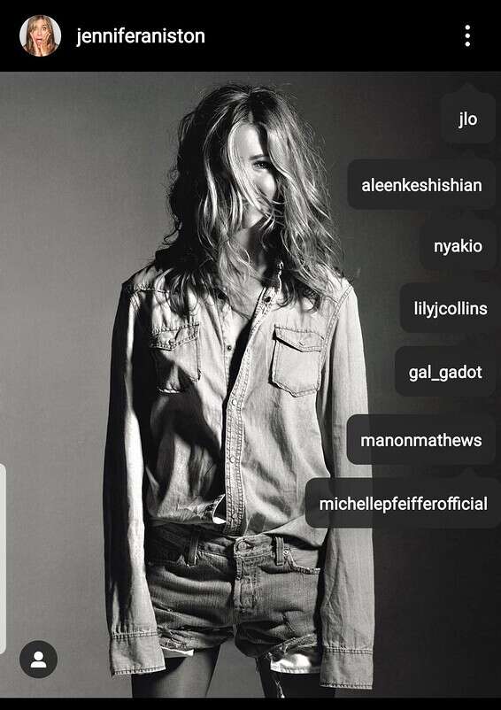 גם גל גדות מתויגת // מתוך האינסטגרם של ג'ניפר אניסטון