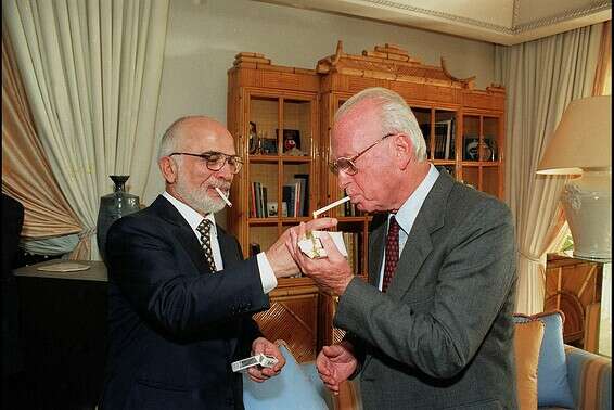 רבין וחוסיין מלך ירדן // צילום: יעקב סער / לע"מ