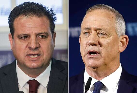 גנץ ועודה // צילום ארכיון: גדעון מרקוביץ', אורן בן חקון