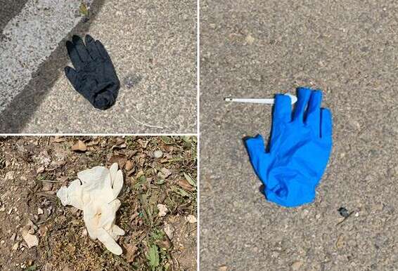 כפפות שהושלכו ברחבי ראשון לציון