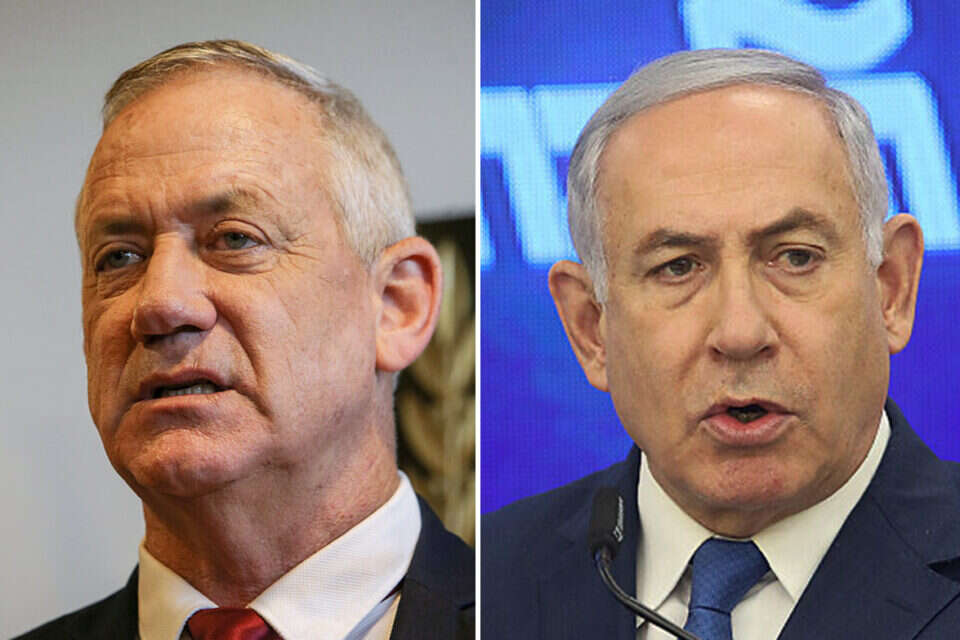 בנימין נתניהו (מימין) ובני גנץ // צילומים: אורן בן חקון // בנימין נתניהו (מימין) ובני גנץ // צילומים: אורן בן חקון ,
