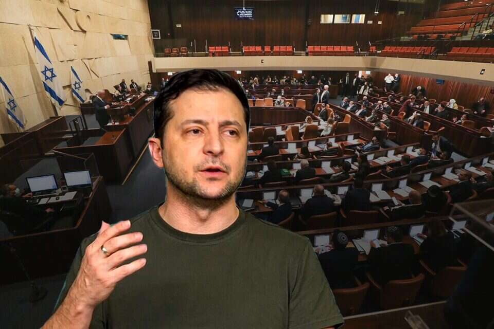 נשיא אוקראינה זלנסקי על רקע מליאת הכנסת , אי.פי, אורן בן חקון