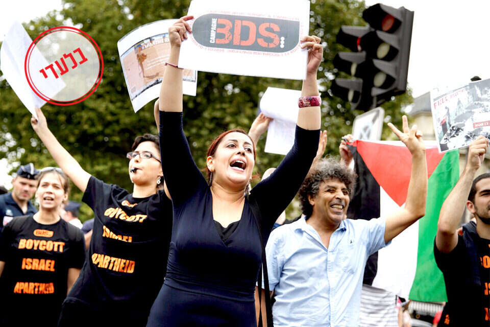 תומכי BDS מוחים בפריז נגד ישראל // צילום ארכיון: AFP ,